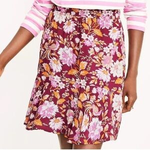 Loft floral ruffle hem skirt Size Medium
